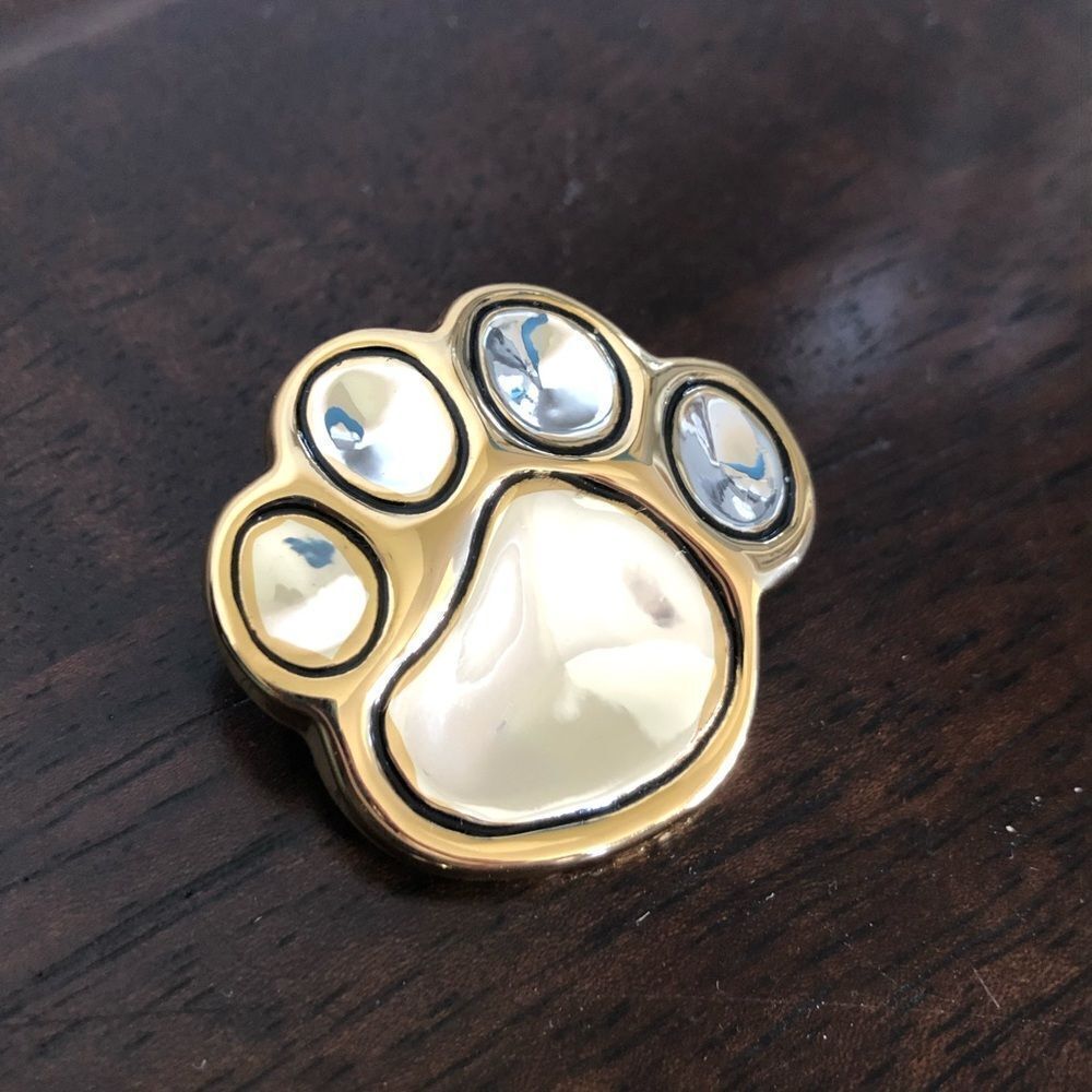 Best Silver Gold Vintage Dog Cat Paw Print Two-Tone Jewelry Pin